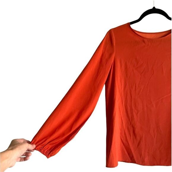 Meme by GIAB’S Italy Silk Popover Blouse Burnt Orange 42 - Picture 3 of 6